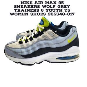 Nike Air Max 95 Sneakers Wolf Grey Trainers 6 Youth 7.5 Women Shoes
